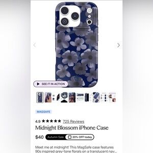 Velvet Caviar Midnight Blossom iPhone 17pro Case